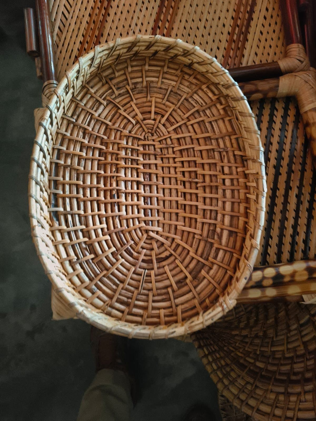Large flat winnowing-style bamboo tray