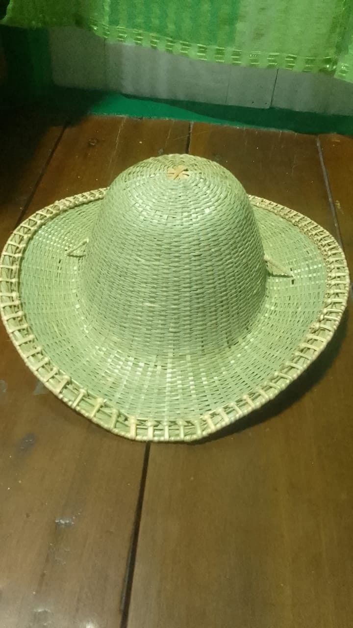Handwoven bamboo hat seen from above