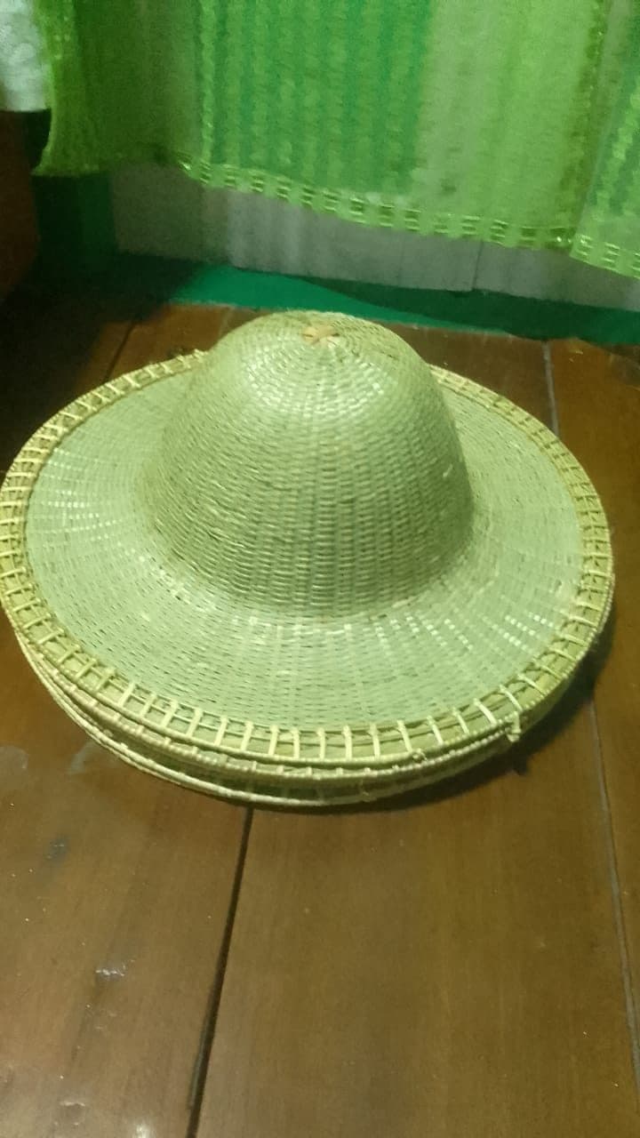 Conical woven bamboo field hat