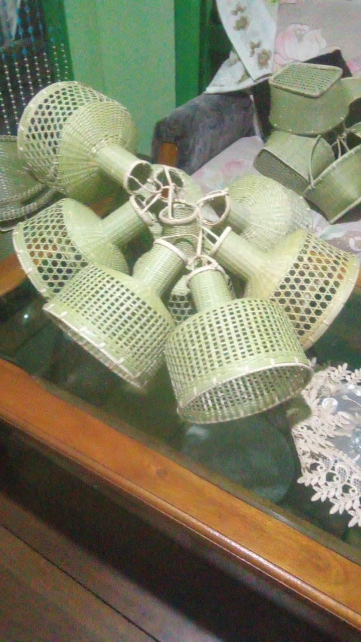 Bamboo bell shades arranged after finishing