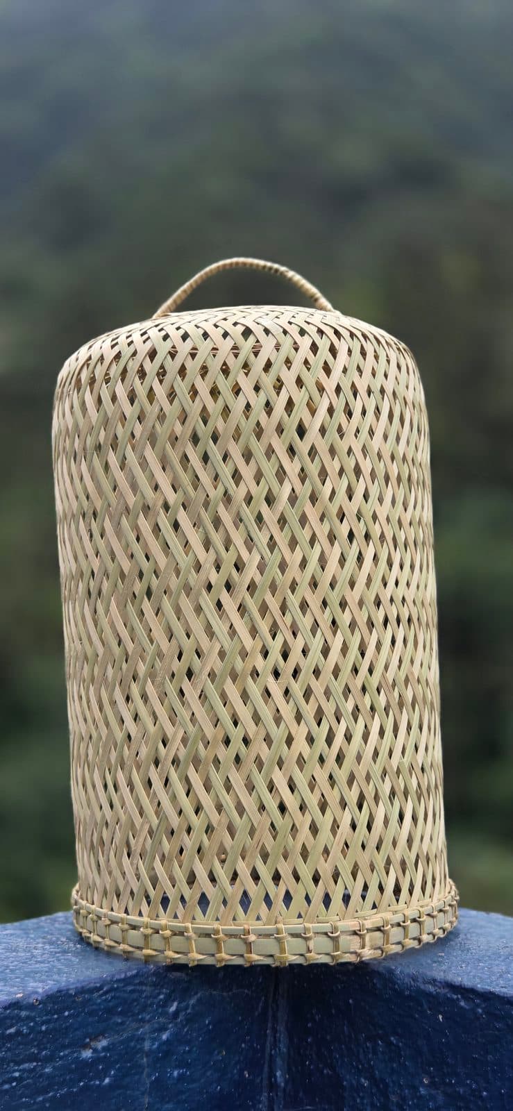 Straight-sided drum shade in natural bamboo