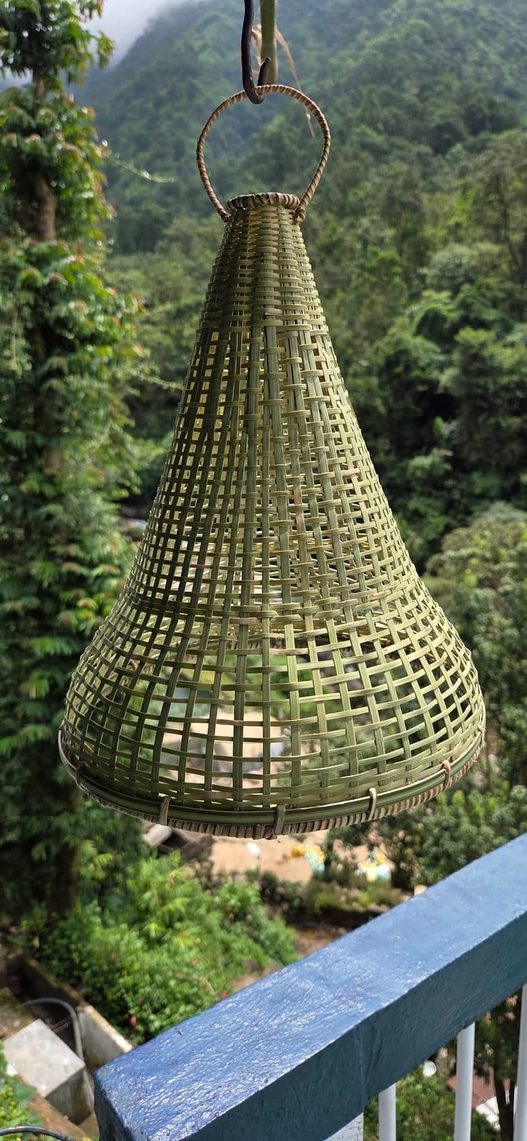 Tall tapered bamboo pendant shade